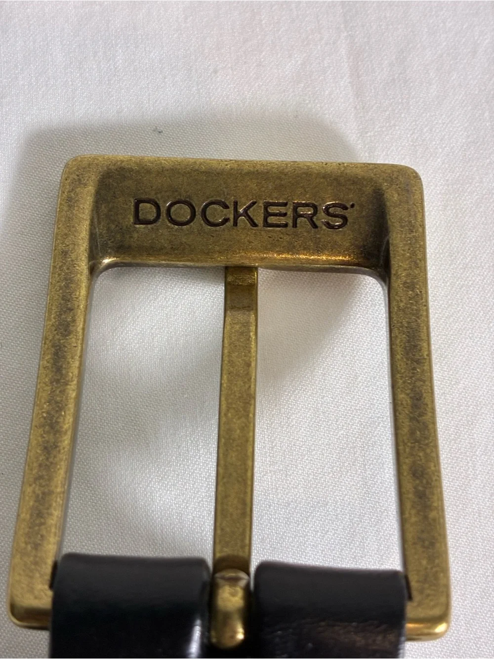 Dockers Mens Belt Sz 44 Braided Black Leather with Brass Buckle